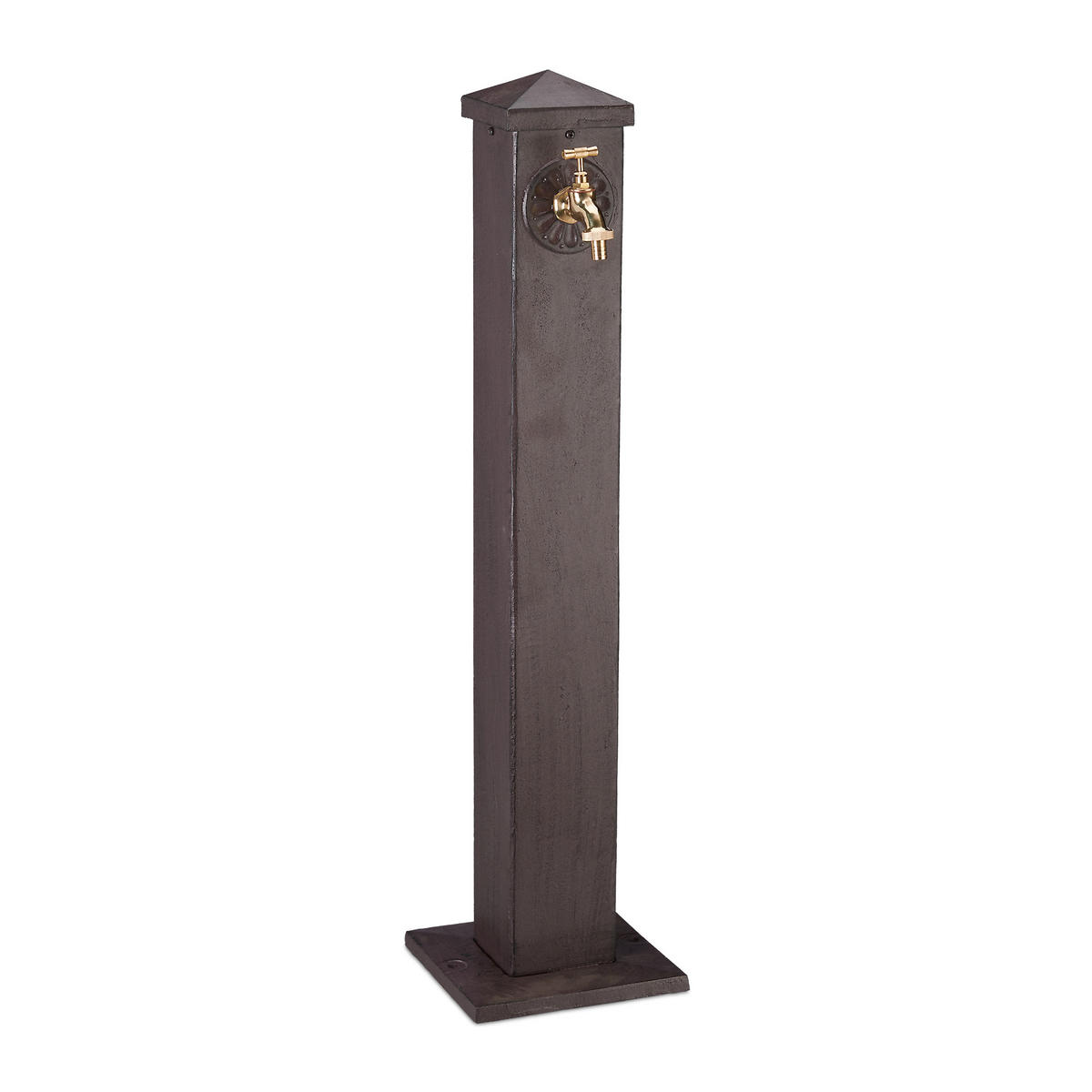 WASSERZAPFSÄULE - Braun, Metall (22.5/22.5/91cm) - Relaxdays