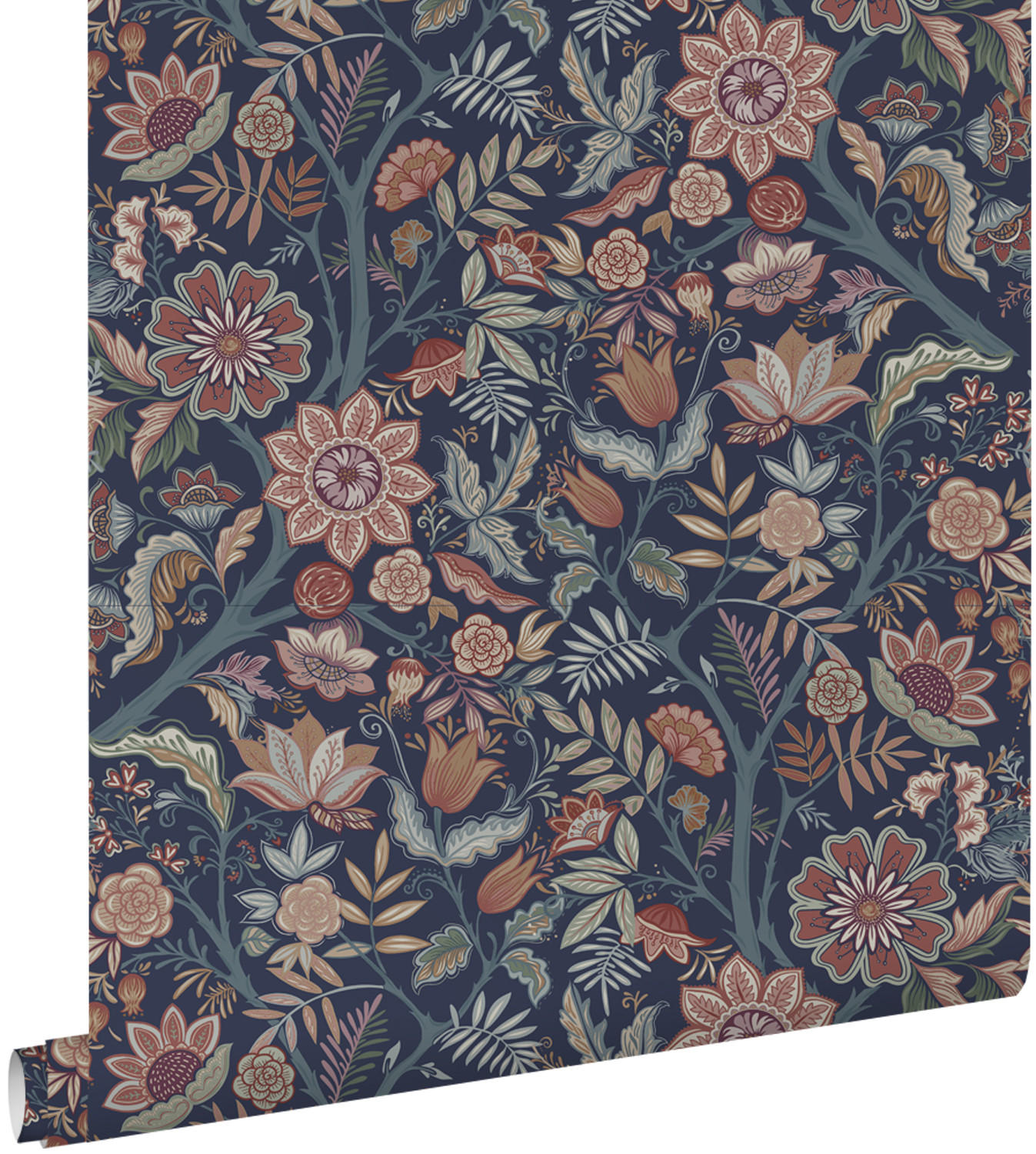 TAPETE Blumenmuster 53 cm x 10.05 m - Blau, Papier (53/1000cm) - ESTAhome