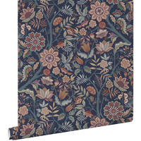 TAPETE Blumenmuster 53 cm x 10.05 m - Blau, Papier (53/1000cm) - ESTAhome