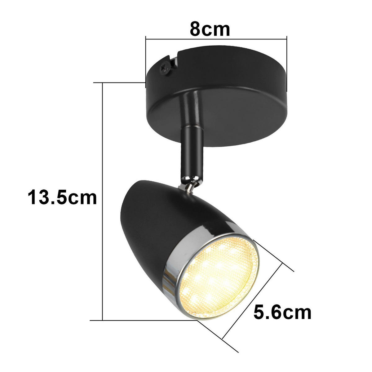DECKENSTRAHLER Glühram 13.5/5.6/8 cm - Grau, Kunststoff (8/13.5/5.6cm) - ZMH