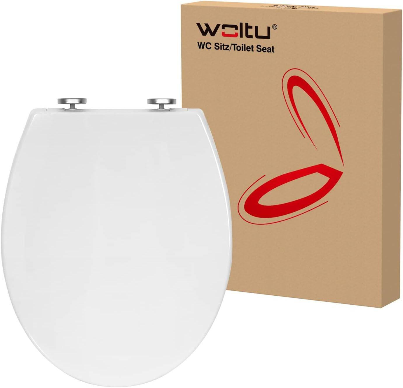 WC SITZ mit Absenkautomatik, Softclose Scharnier, Oval - Weiß, Kunststoff (37/5.7/44cm) - Woltu