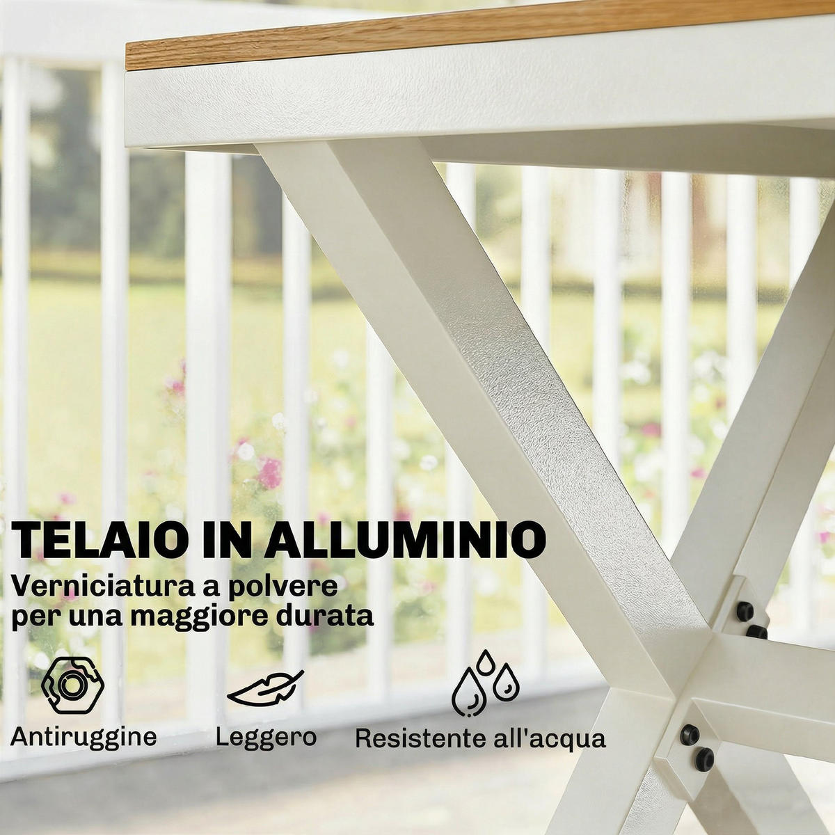 GARTENMÖBELSET 7-teilig,stapelbar Tisch+Stühle Alu-Rahmen,teak - Beige, Metall - Vallsero