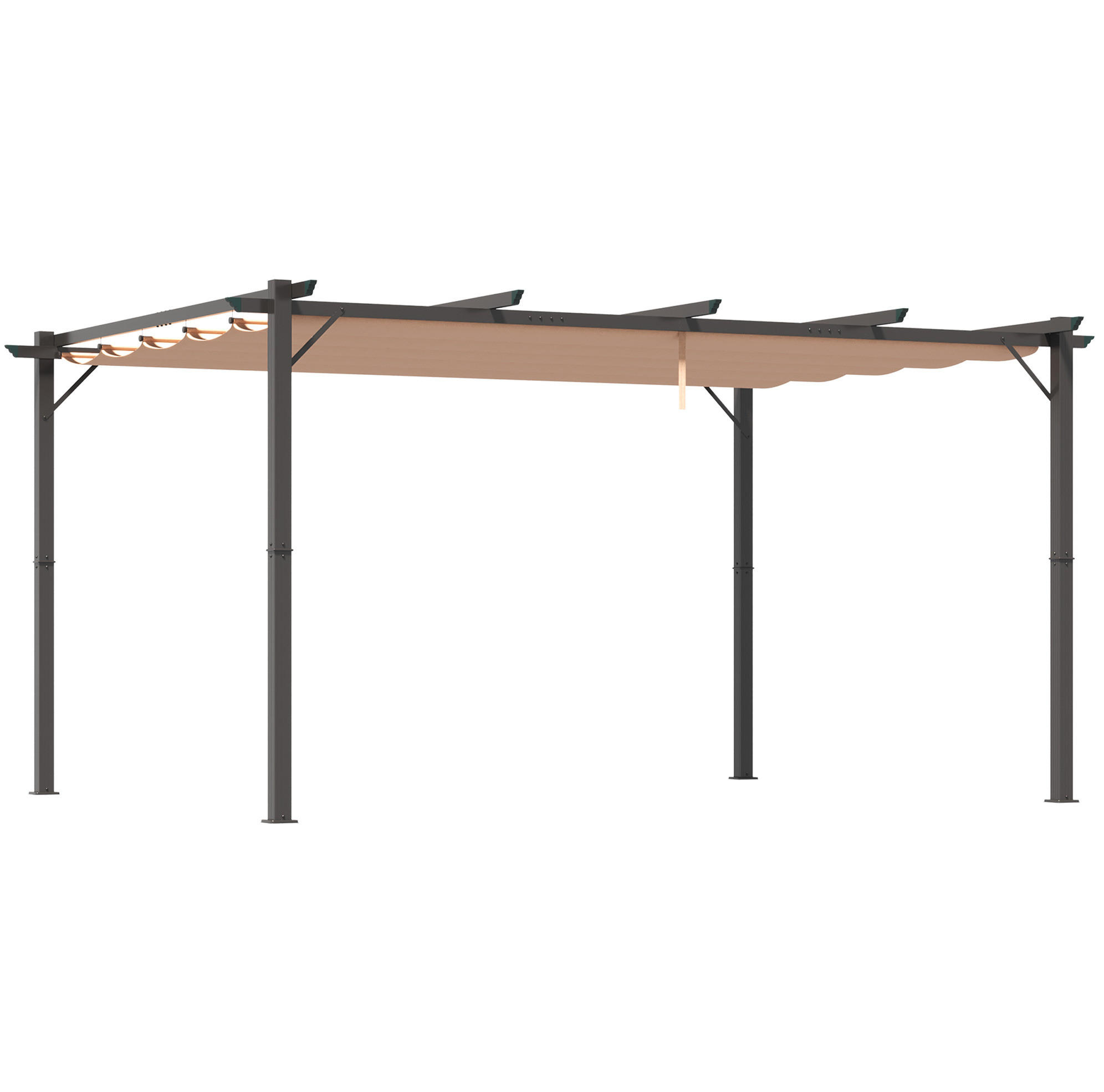 PERGOLA aus Aluminium 300x400x223 cm in Grau mit verstellbarem Stoffdach - Grau, Metall (400/223/300cm) - Modfu