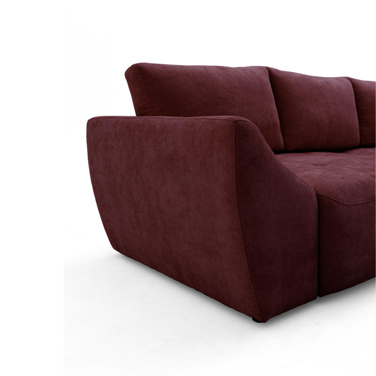 ECKSOFA NICE L Rechts mit Schlaffunktion 137x204 Chenille Rotwein - Schwarz/Dunkelrot, Holz/Textil (165/260cm) - Muffo