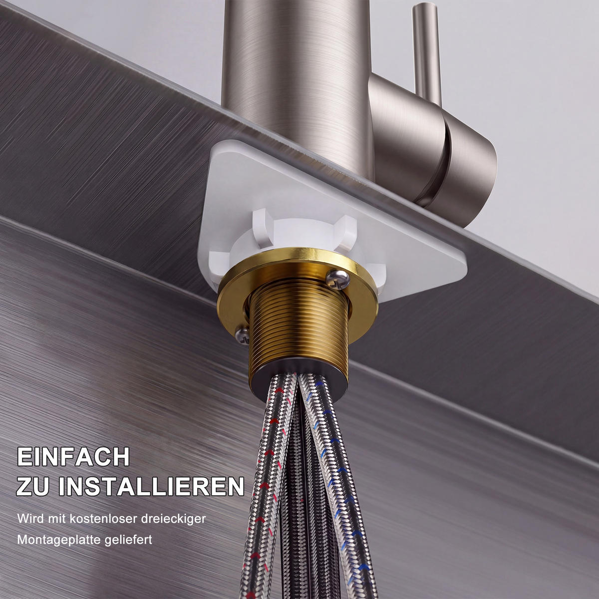 WASCHBECKENARMATUR Chrom 7-Form Ausziehhahn Warm-Kalt - Silberfarben, Metall (23.5/7/43.5cm) - SHOPENTRA