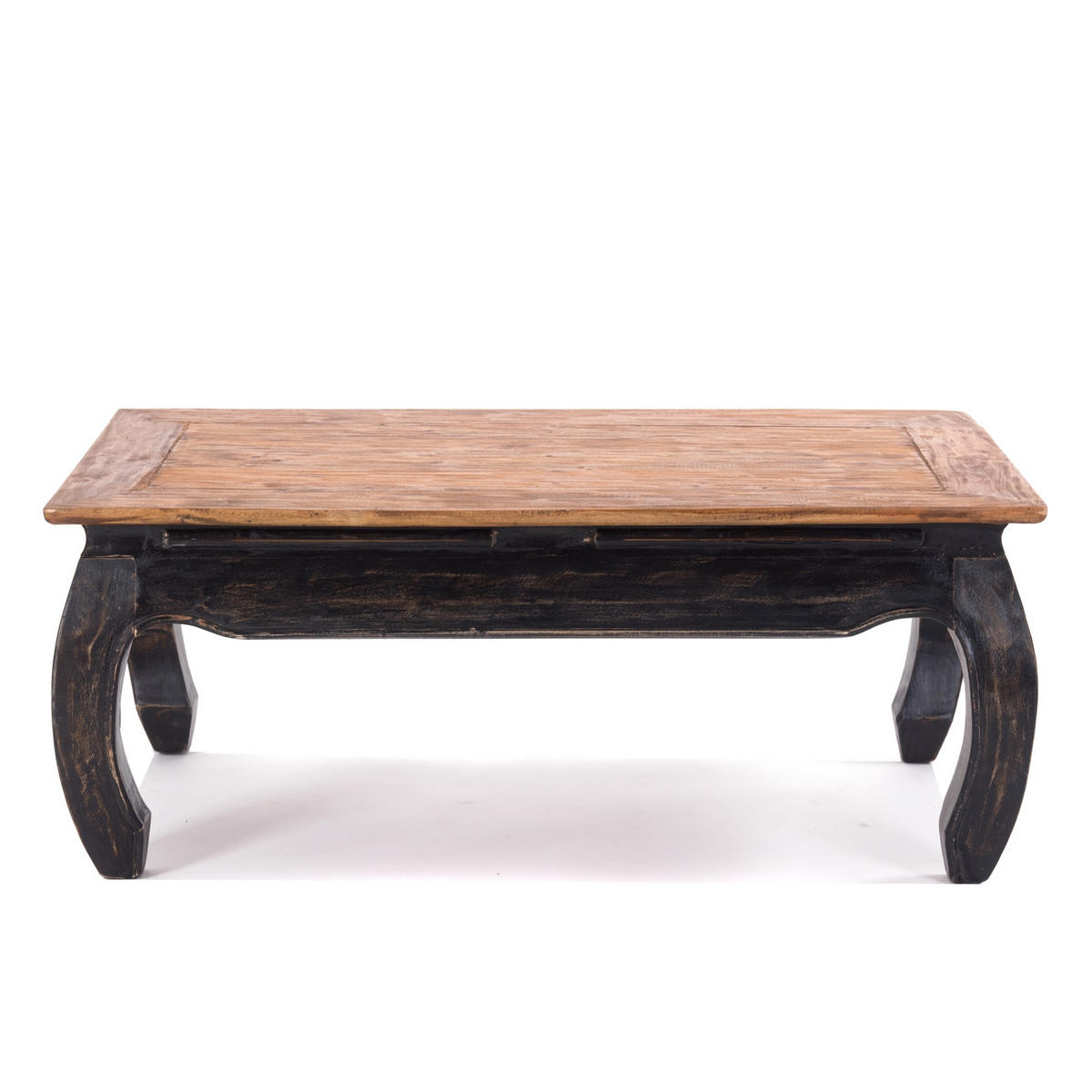 OPIUMTISCH EAST 100 Mahagoni Recyclingholz massiv 04 schwarz-natur - Graubraun, Holz (60/100/41cm) - DESIGN DELIGHTS
