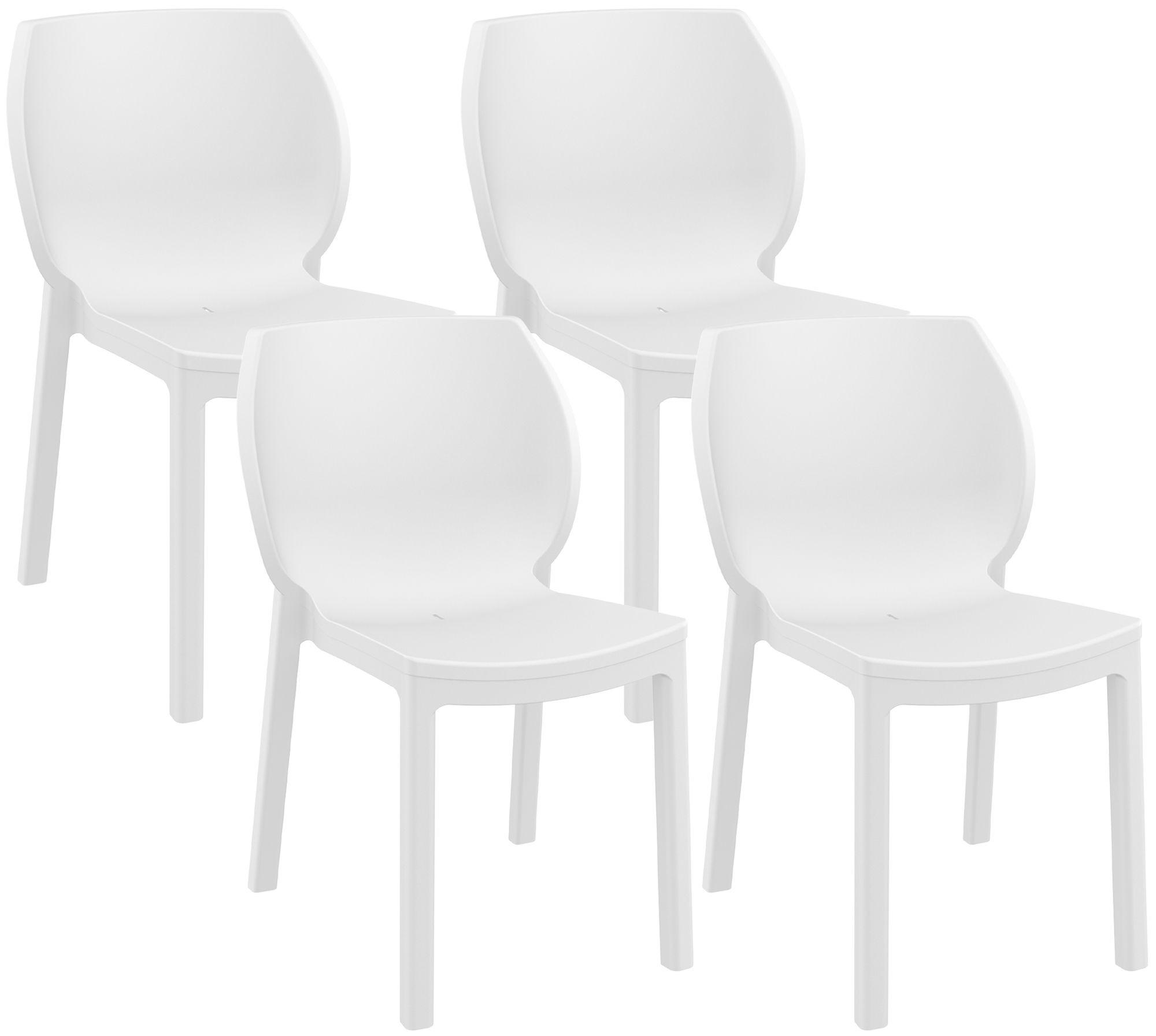 GARTENSTUHL 4er Set Kunststoff Weiß - Weiß, Kunststoff (58/80/59cm) - CLP