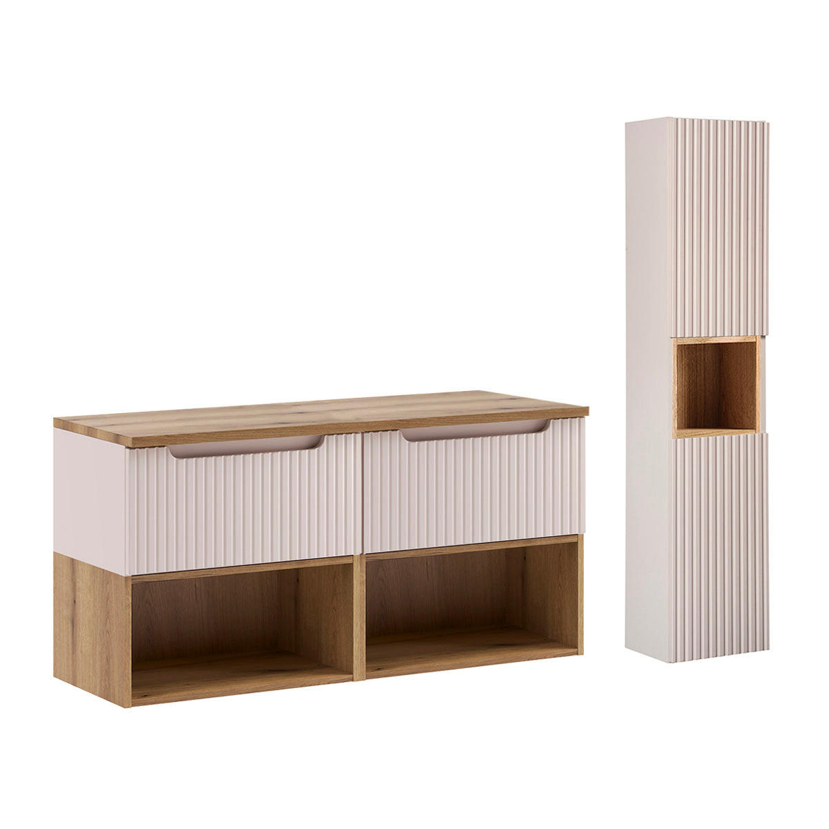 WASCHTISCHUNTERSCHRANK 120.4cm Riva 2er-Set Kaschmir - Beige, Holzwerkstoff (120.4/60/40cm) - Petits-meubles