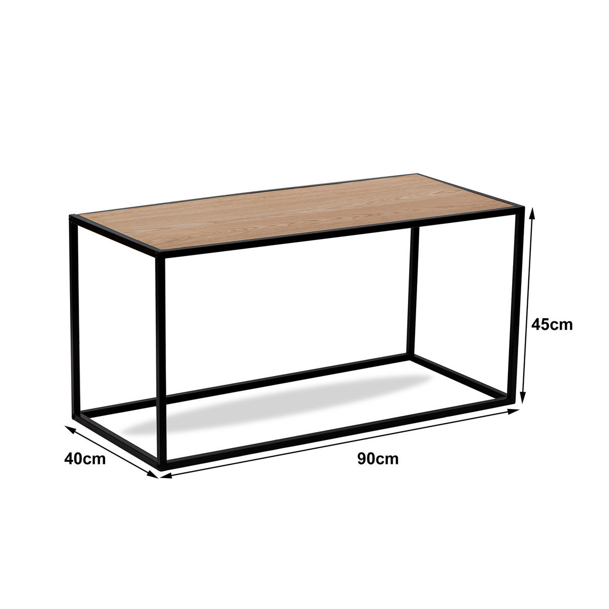 COUCHTISCH Rechteckig Schwarz 90 x 40 x 45 cm - Schwarz, Holz (40/90/45cm) - Nordlys