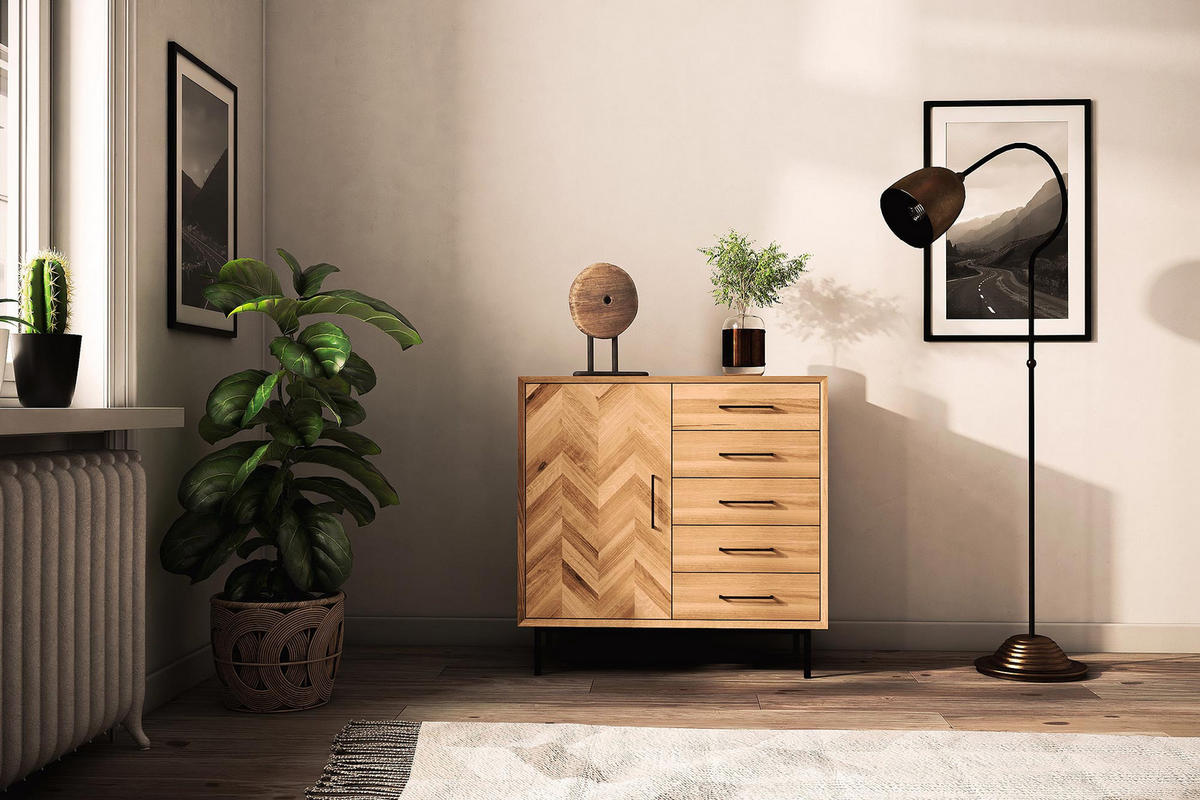 KOMMODE HOCH LEON Wildeiche - Wildeiche, Holz (97/95/45cm) - byoak