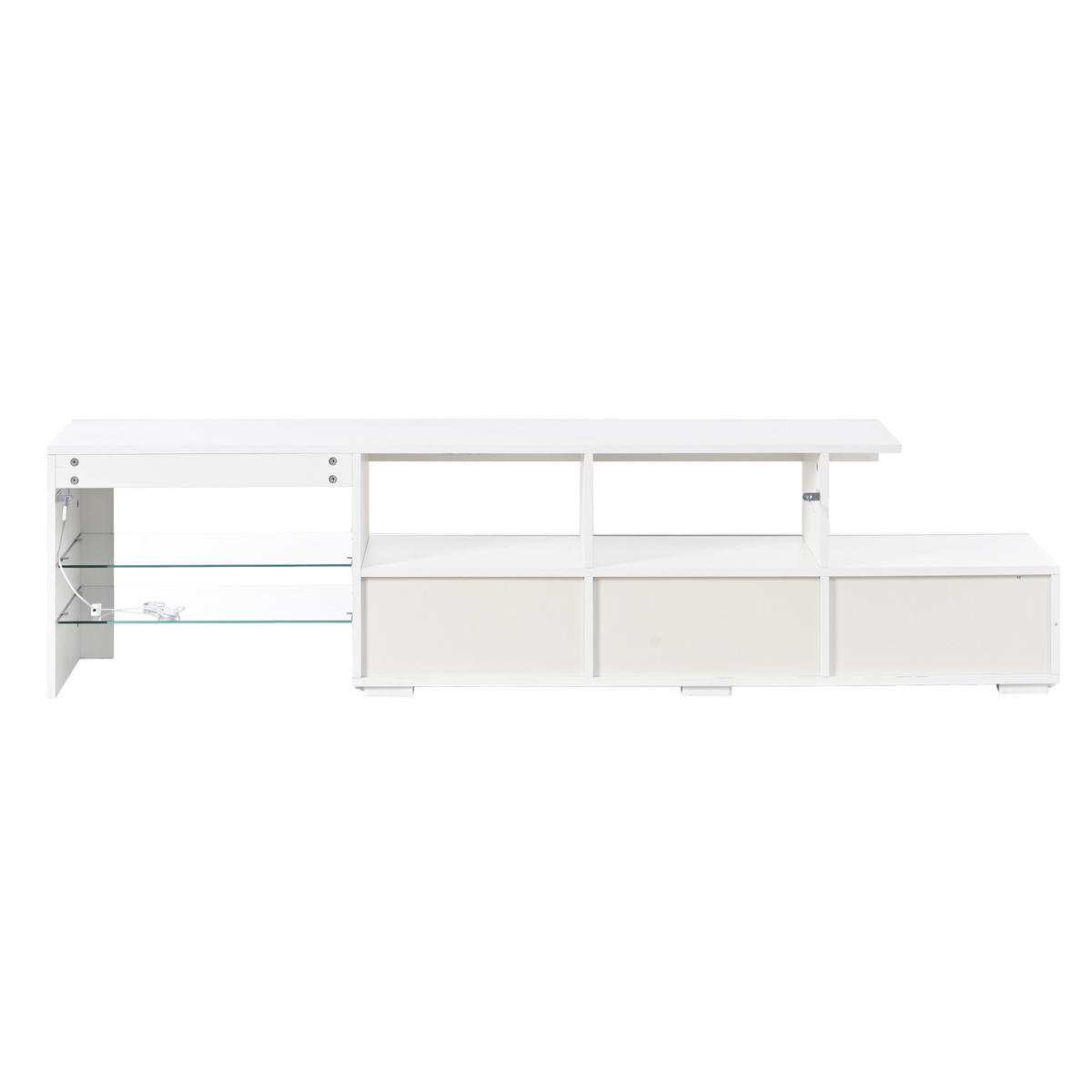 TV-ELEMENT 180/35/45 cm Hochglanz Weiß mit LED-Beleuchtung und 3 Schubladen - Weiß, Holzwerkstoff (35/45/180cm) - Korfee