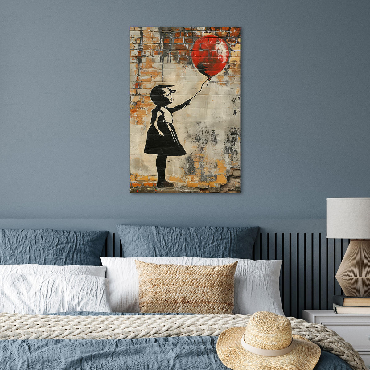 POSTER Graffiti - Banksy - Mädchen - Straßenkunst 40x60 cm - Sandfarben, Papier (40/60/0.1cm) - MuchoWow