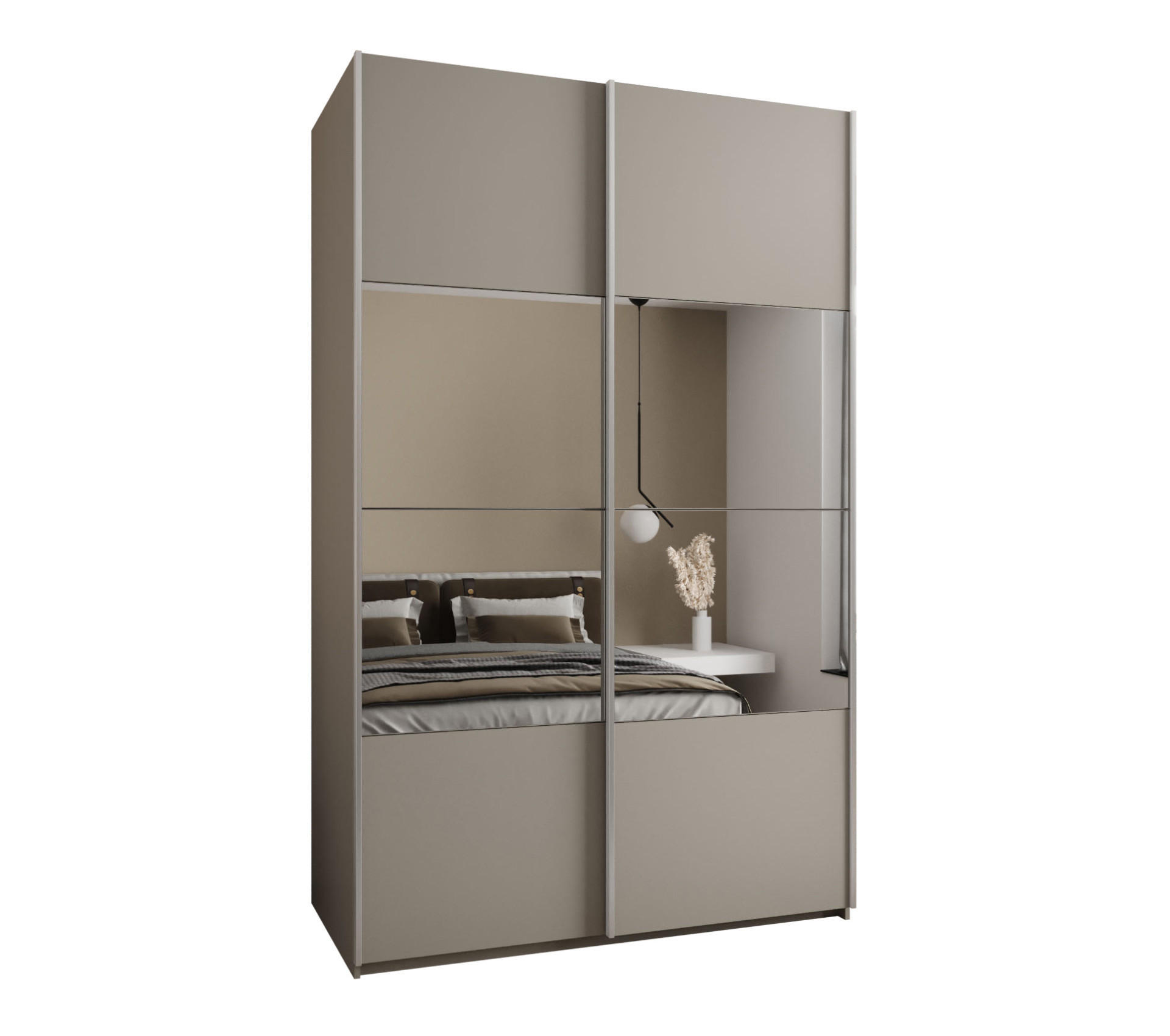 SCHWEBETÜRENSCHRANK 245,5/150/64 2-türig - Kaschmir/Silberfarben, Holz/Metall (150/245/64cm) - Abiks Möbel