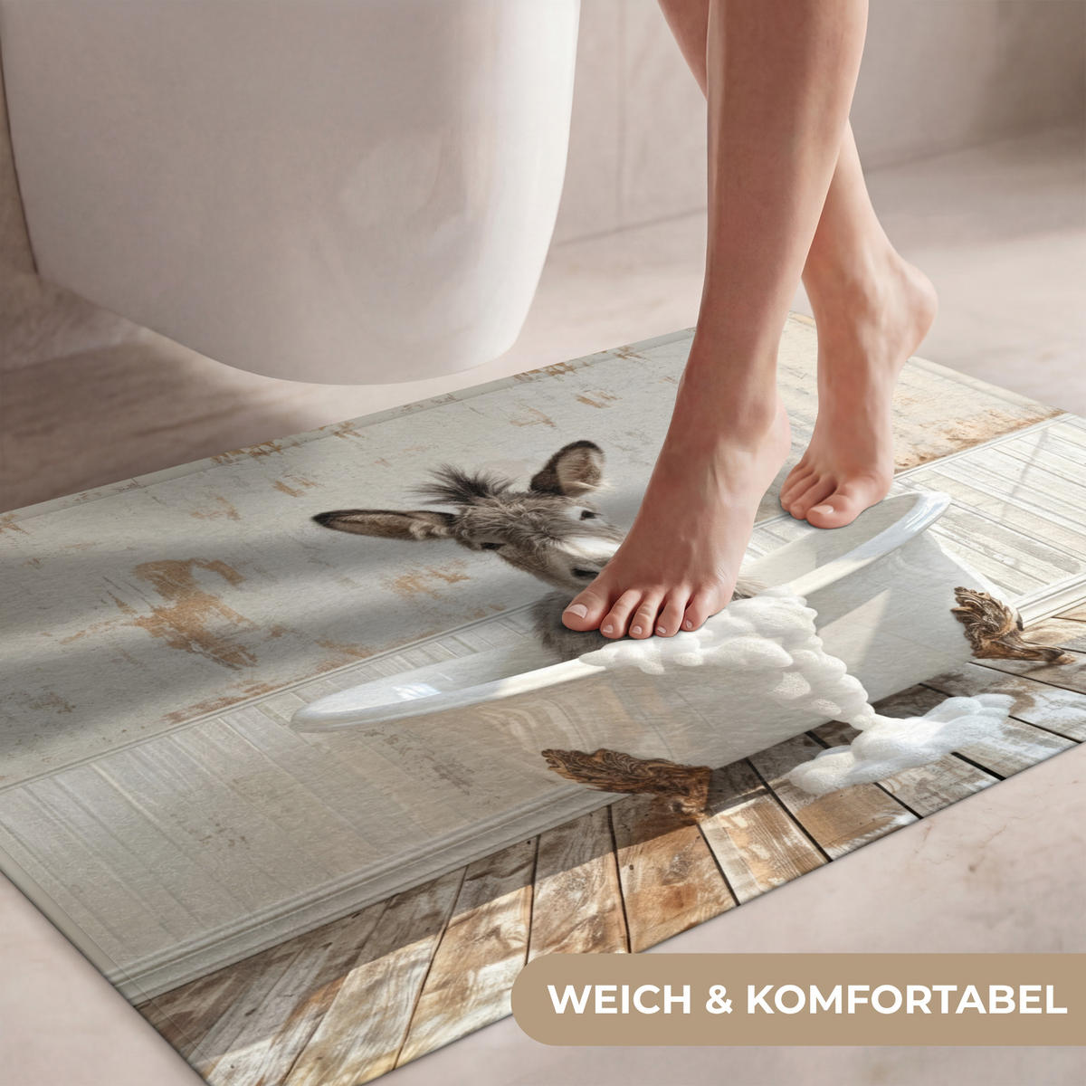 WC PŘEDLOŽKA Osel - Zvířata - Vana - Pěna 90x60 cm - krémová, textil/plast (90/1cm) - OnlyWow