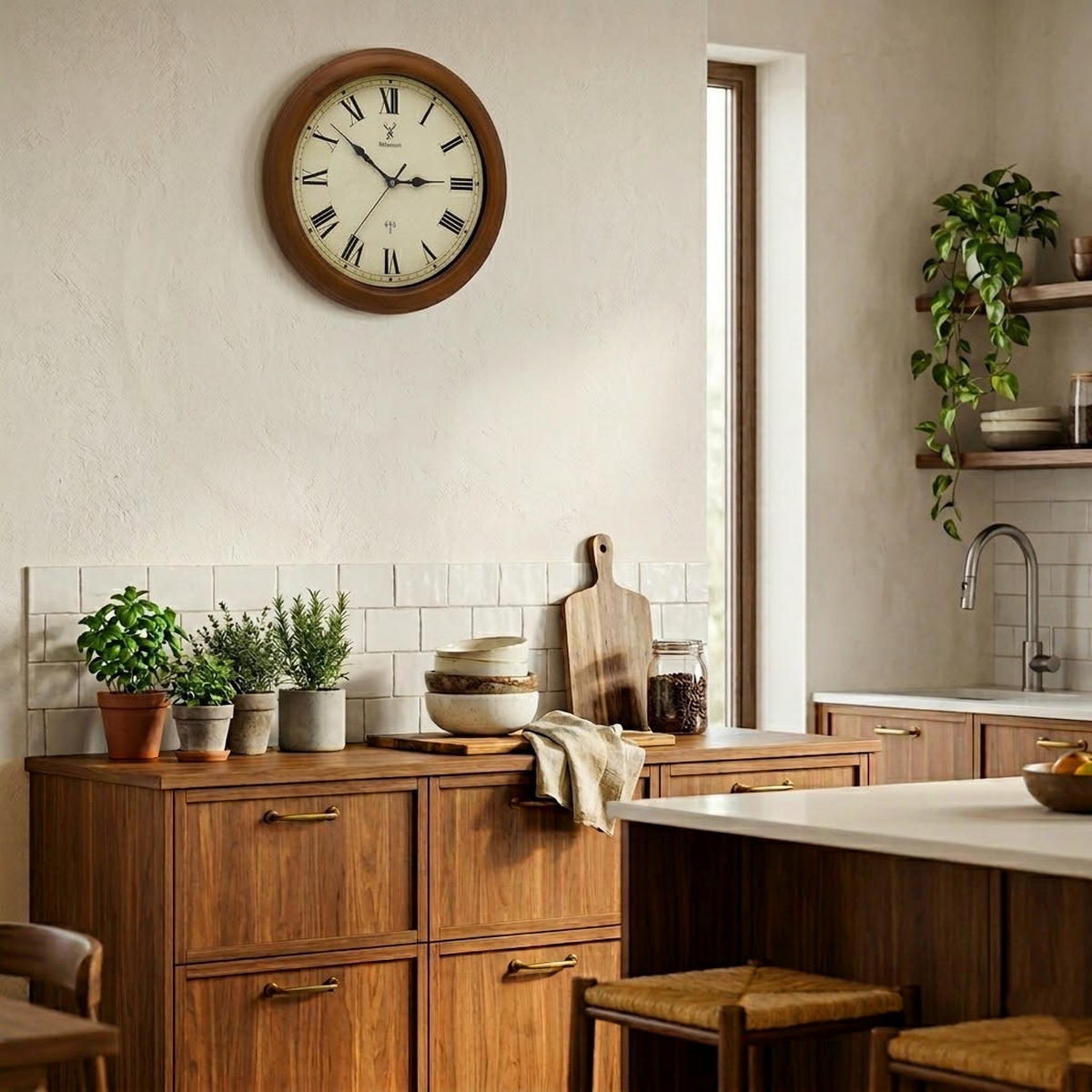 WANDUHR Holz Designer VELBURG (FUNK) Loft Wand Uhr, braun - Braun, Glas/Holz (35/35/5.5cm) - Holzwerk
