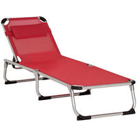 SONNENLIEGE DE-07653 4-stufig verstellbar, faltbar, mit Kopfkissen Rot - Rot, Metall (60/76/165cm) - ComfortXL