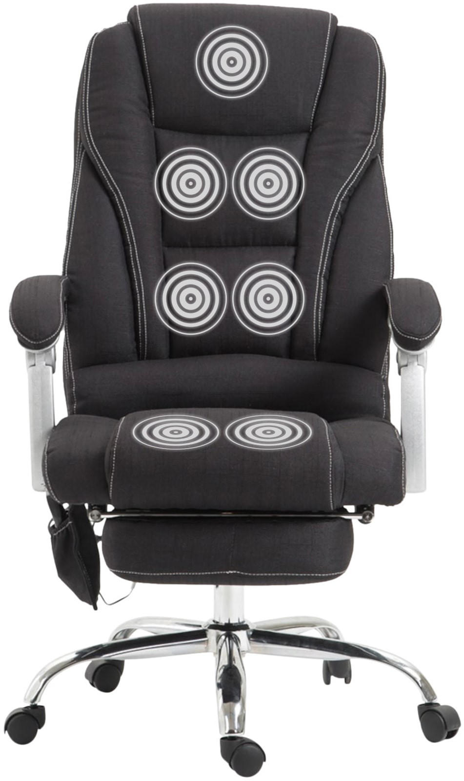 CHEFSESSEL Stoff schwarz - Chromfarben/Schwarz, Textil/Metall (68/118/64cm) - CLP