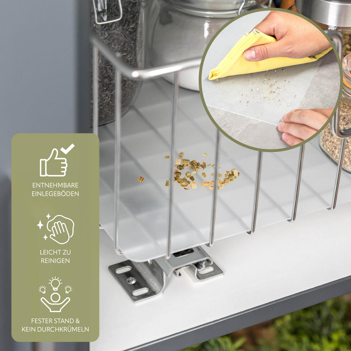 KORBAUSZUG (2er Set), 50 cm Breite, für Oberschränke, Chrom - Silberfarben, Metall (50/20/28.5cm) - bremermann