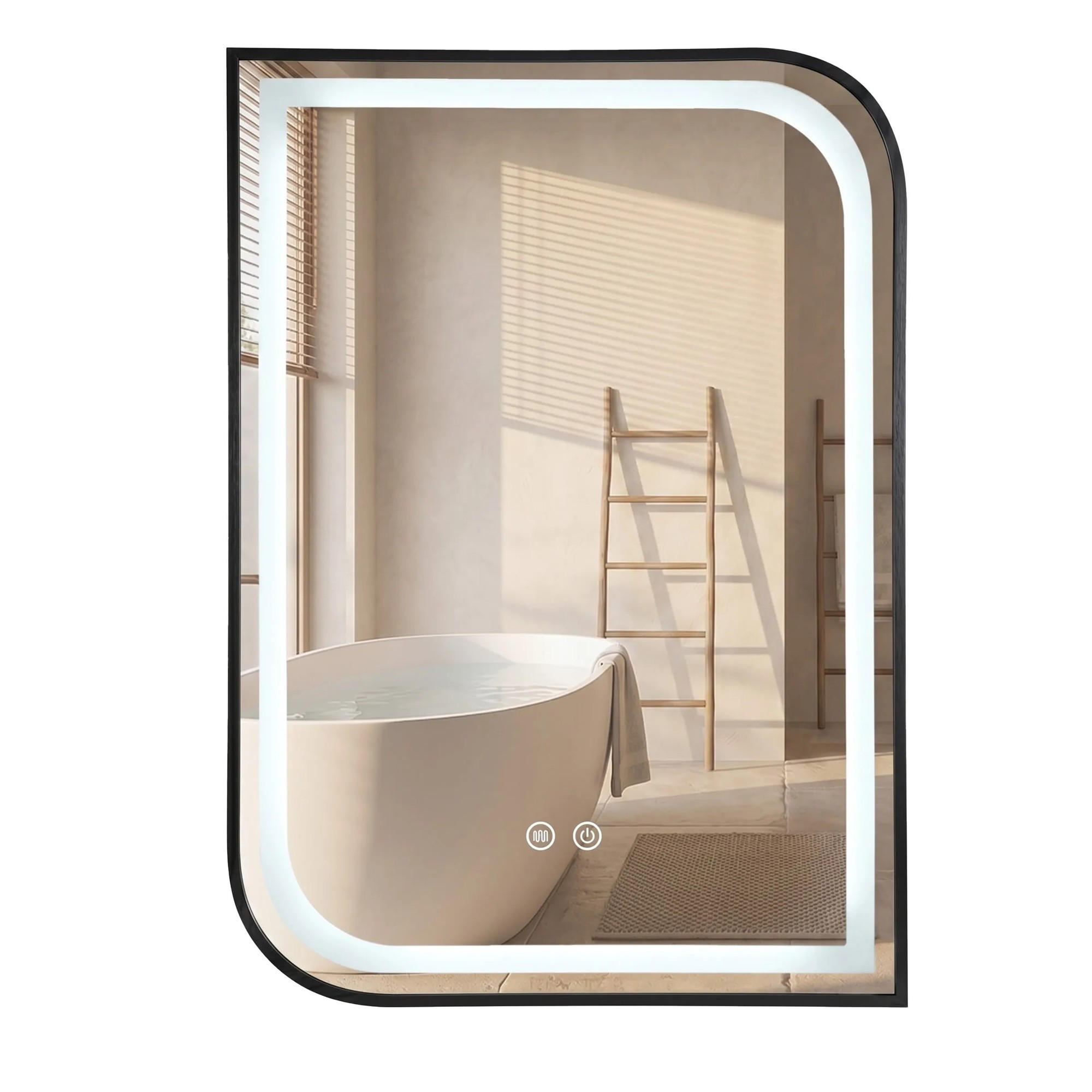SPIEGEL Rea Led Zone 80x60 Black - Schwarz, Glas (60/80/2.5cm) - REA