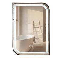 SPIEGEL Rea Led Zone 80x60 Black - Schwarz, Glas (60/80/2.5cm) - REA
