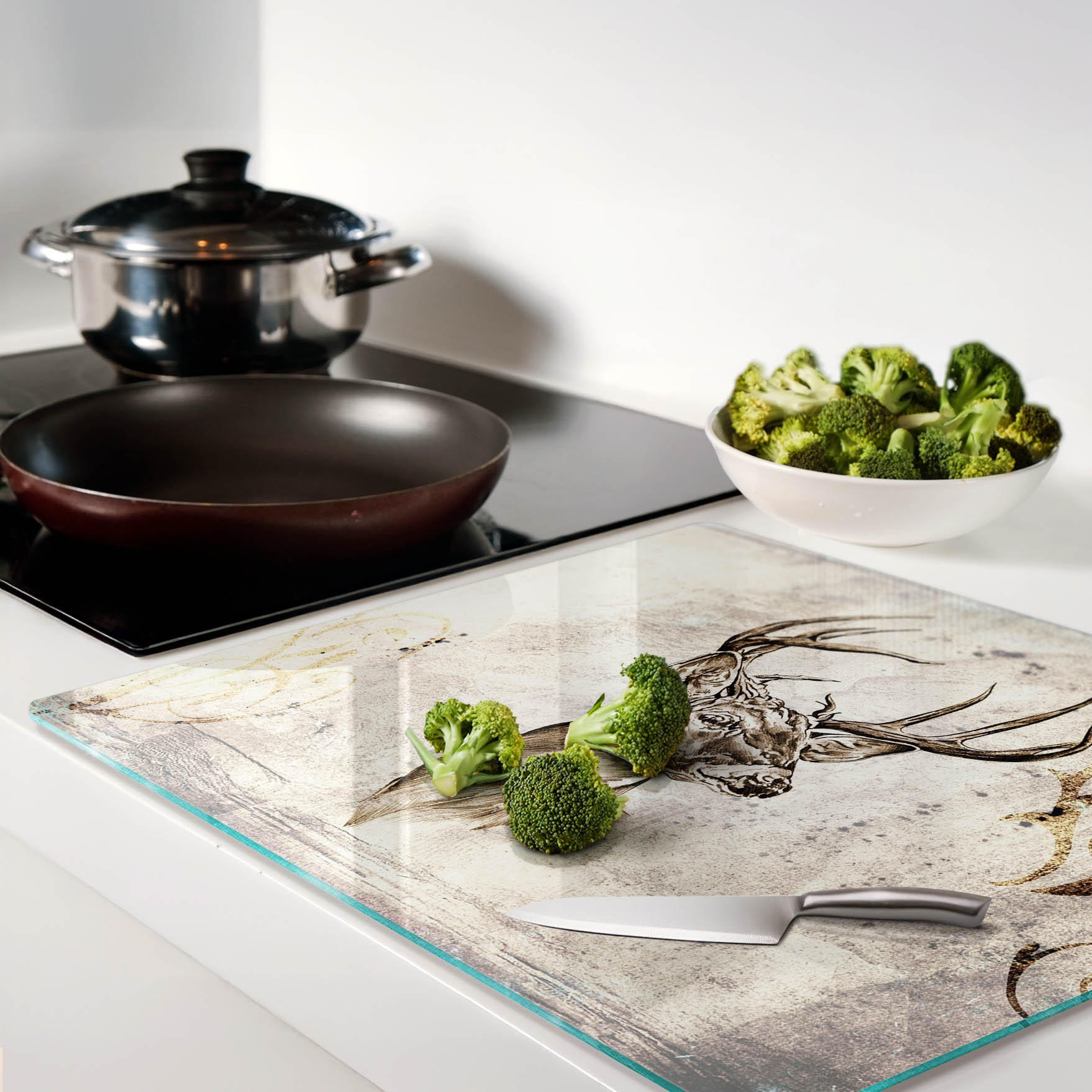 Thumbnail - Tulup Glasplatte, Beige, Glas, 60x0.4x52 cm, Küchen, Küchenelektrogeräte, Herde, Herdabdeckplatten