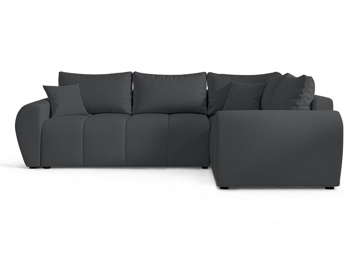 ECKSOFA L Form Malatya MAX Dunkelgrau 246/145/80 cm stilvolle mit Schlaffunktion R - Dunkelgrau/Schwarz, Kunststoff/Textil (235/175cm) - AX Living