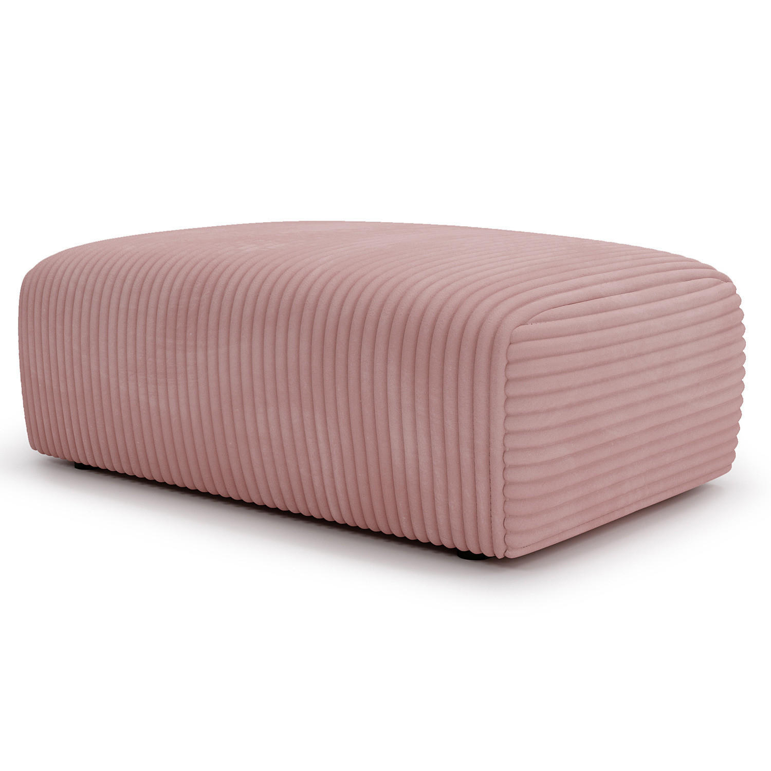 POLSTERHOCKER - Cord - Schwarz/Altrosa, Kunststoff/Textil (110/40/72cm) - home24