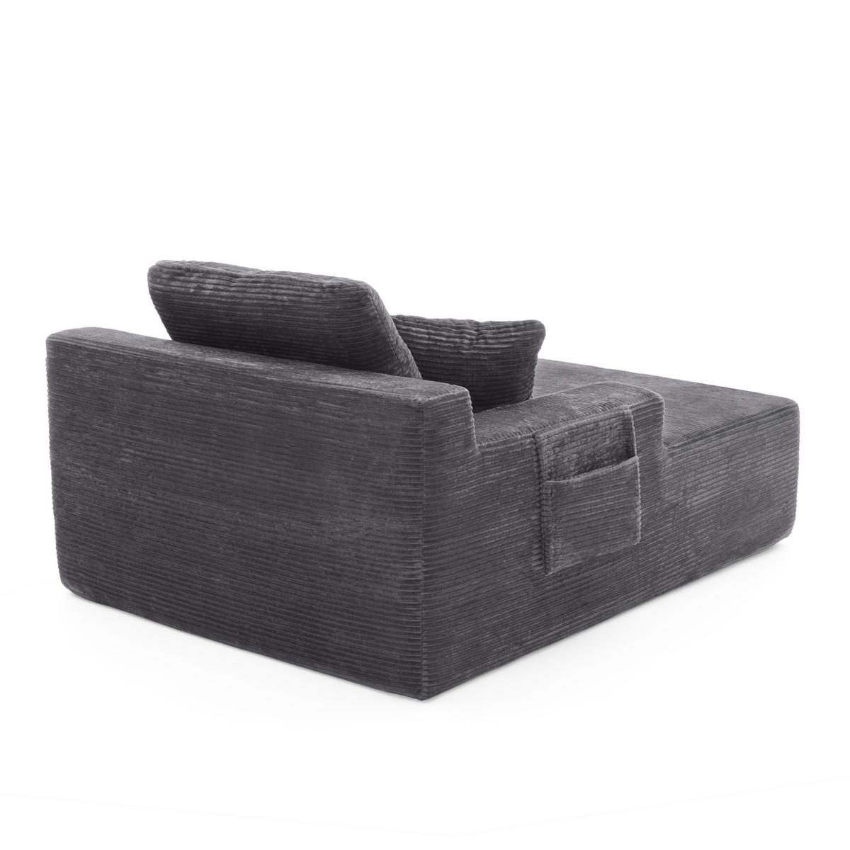 SOFAELEMENT 150/110/70 cm Dunkelgrau Cord mit 2 Staufächer - Dunkelgrau, Textil (70/150/110cm) - Oxeza