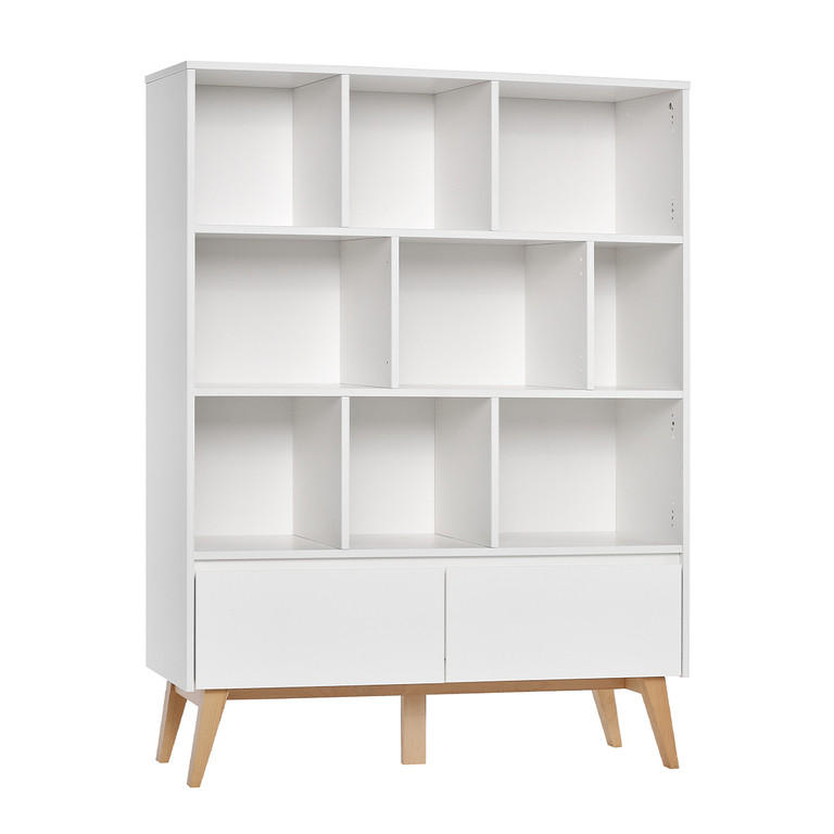 KNIHOVNA Bílá a dřevo - bílá, kompozitní dřevo (120/160/42cm) - Petits-meubles