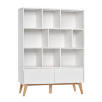 KNIHOVNA Bílá a dřevo - bílá, kompozitní dřevo (120/160/42cm) - Petits-meubles