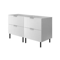 WASCHBECKUNTERSCHRANK, Weiß, 120 (2 x 60) x 77 x 46 cm, silberner Griff, schwarze Beine, ohne Arbeitsplatte - Silberfarben/Weiß, Holzwerkstoff (120/77/46cm) - 3XE LIVING