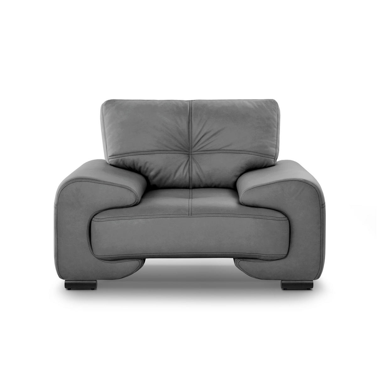 RELAXSESSEL Omega aus Kunstleder, Grau - Schwarz/Grau, Leder (128/88/98cm) - Beautysofa