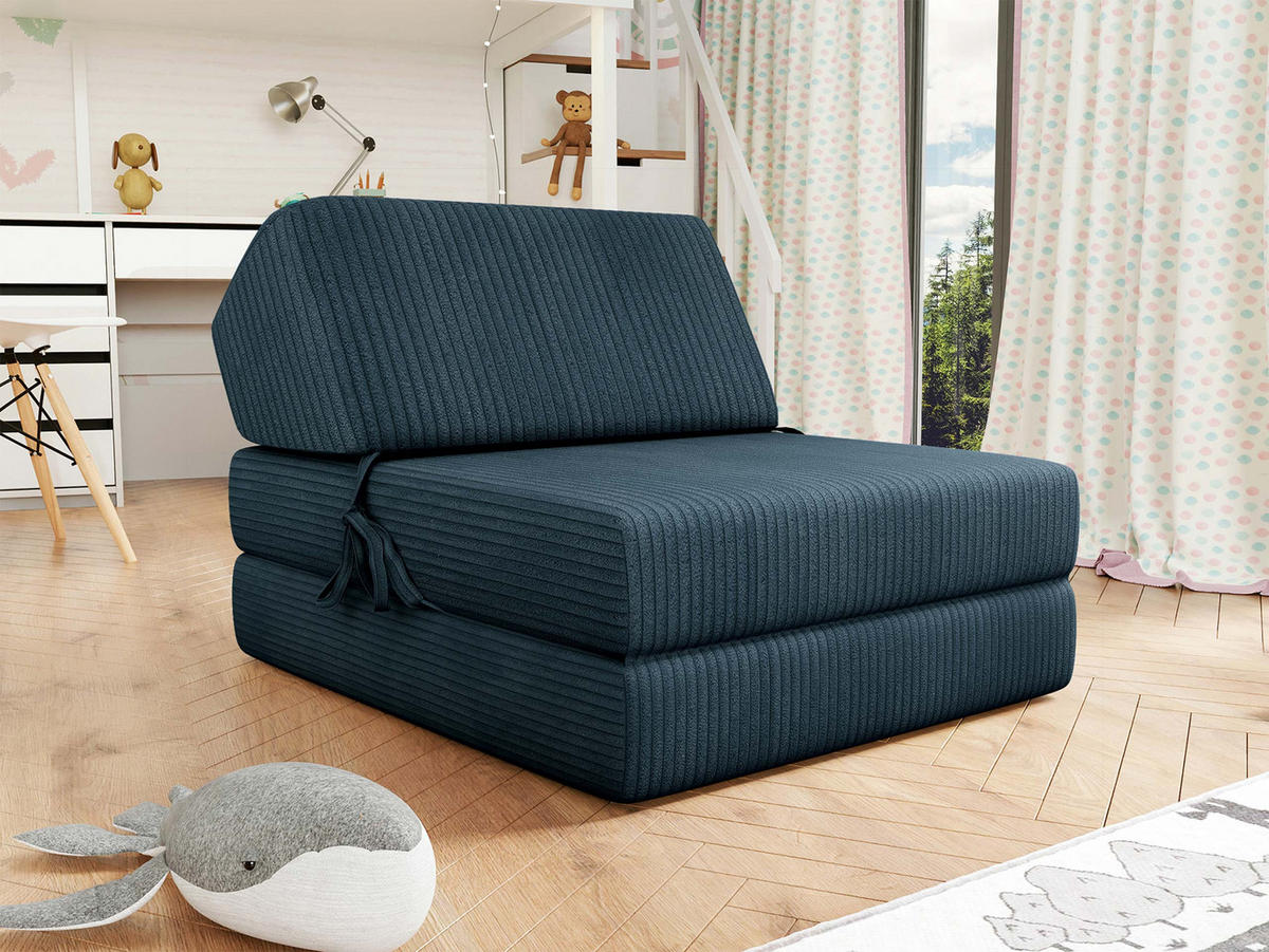 KLAPPSOFA Kevin Cord - Blau, Textil (73/58/90cm) - MIRJAN24