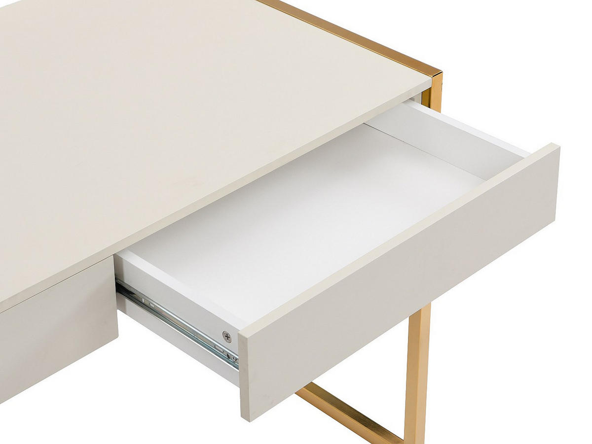 SCHREIBTISCH mit 2 Schubladen - MDF & Metall - Beige & Goldfarben - MASON - Beige, Holz (60/120/75cm) - Pascal Morabito
