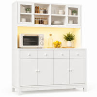 BUFFETSCHRANK aus MDF 140x38,5x180 cm Weiß mit RGB-LED, Glastüren, 4 Schubladen und Stauraum - Weiß, Holzwerkstoff (140/180/38.5cm) - IVMEU