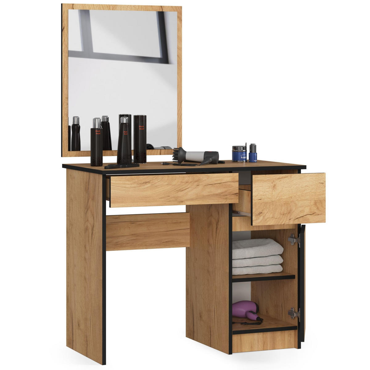 SCHMINKTISCH mit Spiegel - Eiche Artisan, Holzwerkstoff (90/142/50cm) - RAUMHIRSCH FURNITURE