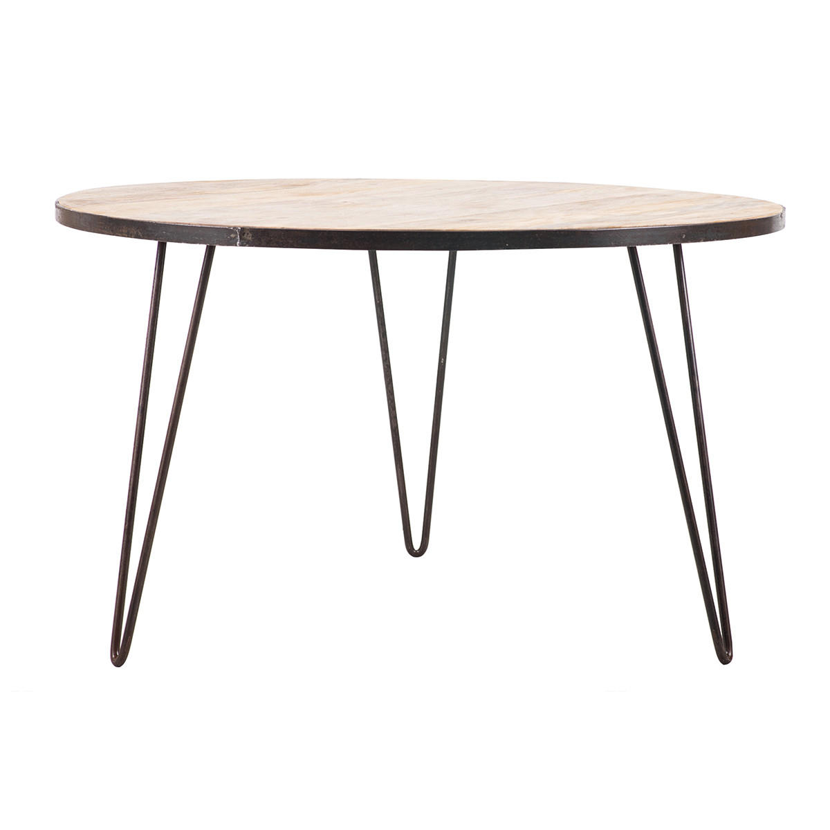 ESSTISCH Industriell Holz Metall D125 ATELIER - Dunkelbraun, Holz (125/125/75cm) - Miliboo