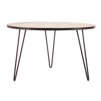 ESSTISCH Industriell Holz Metall D125 ATELIER - Dunkelbraun, Holz (125/125/75cm) - Miliboo
