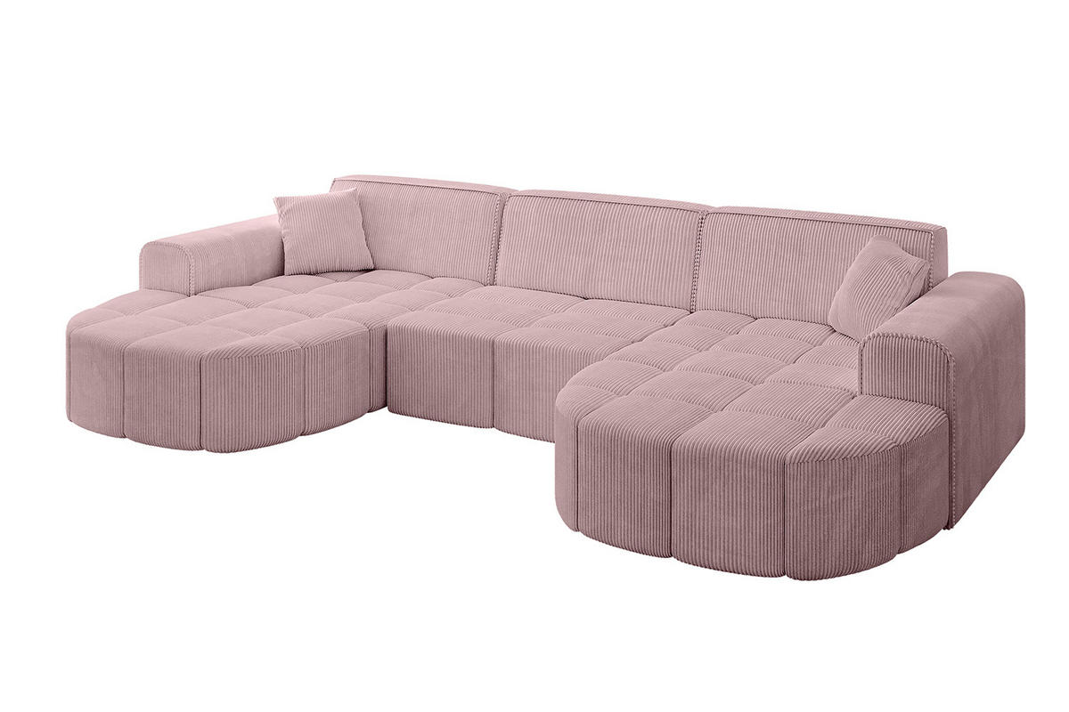 WOHNLANDSCHAFT LIVO-U1 - 315x173x79,5 cm Rosa - Rosa, Holzwerkstoff/Textil (315/79/173cm) - ALTDECOR