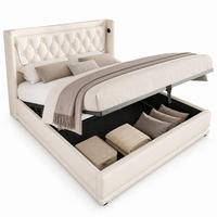 POLSTERBETT 160/200 cm in Weiß mit Bettkasten, LED und USB/Type-C Kunstleder Wingback-Design - Weiß, Holzwerkstoff/Textil (160/200cm) - STILVORA