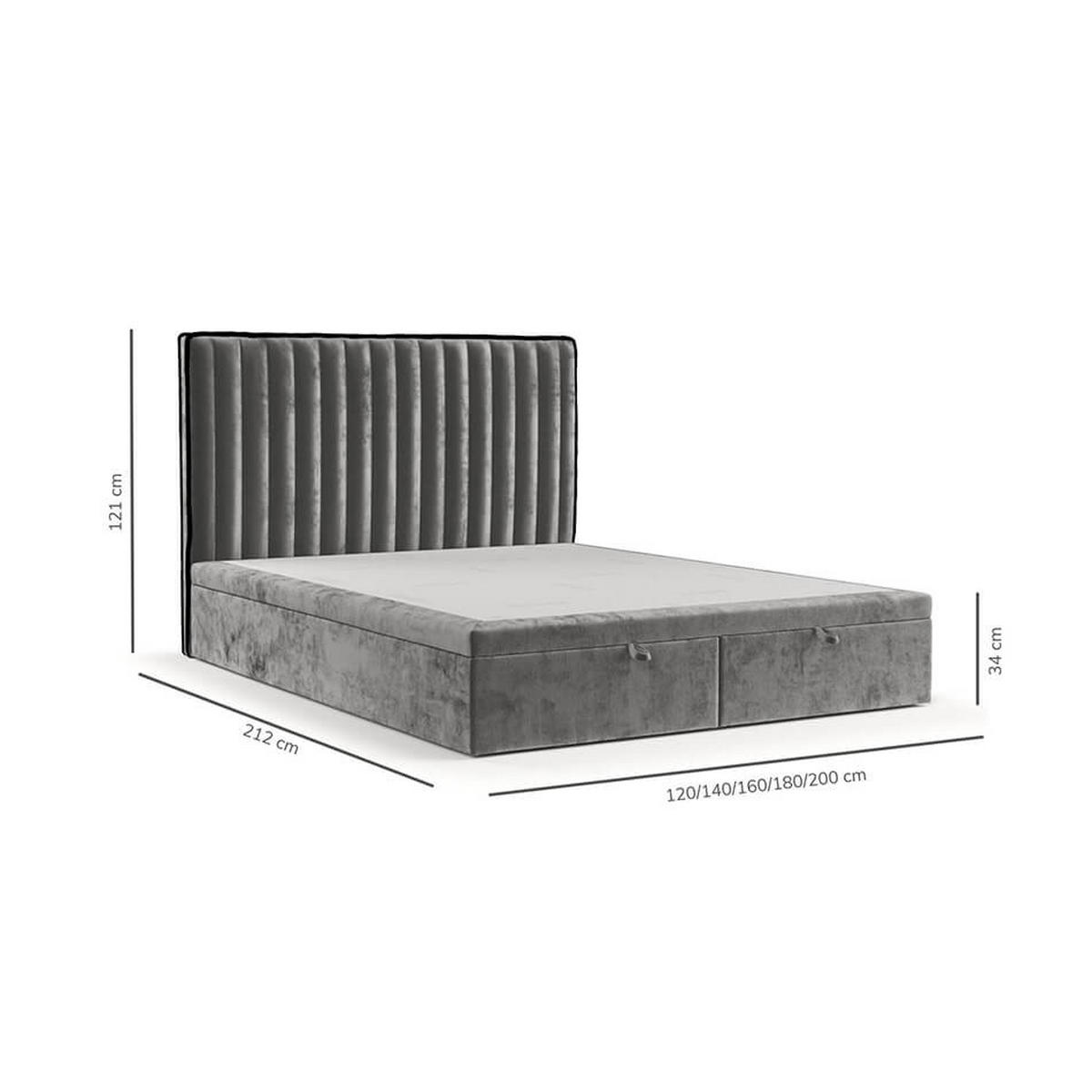 POLSTERBETT Keva mit Stauraum 120/200 cm Stahl im Lotta Stoff - Schwarz/Graphitfarben, Holz/Holzwerkstoff (120/200cm) - AltaBeds