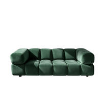 SOFA 3-Sitzer, Couch, Veloursstoff Bluvel, Grün, Averro - Grün, Holz (240/70/96cm) - Kaiser Möbel