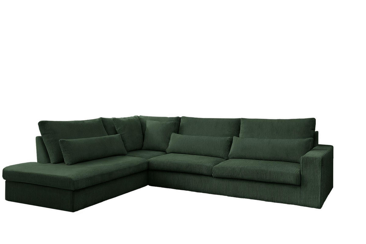 ECKSOFA L-Form SVEN Stoff Poso Grün Links - Grün, Textil (315/245cm) - Kaiser Möbel