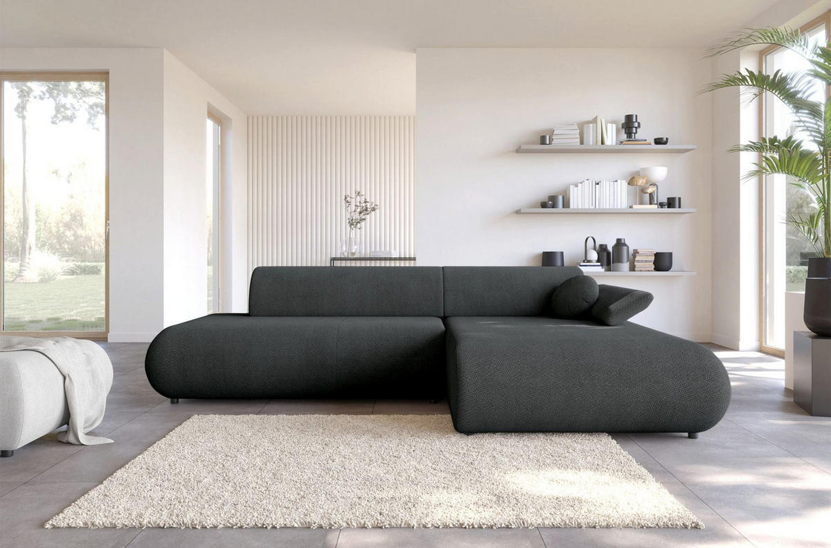 ECKSOFA Armone Graphit Chenille - Schwarz, Kunststoff/Textil (173.5/286cm) - Selsey