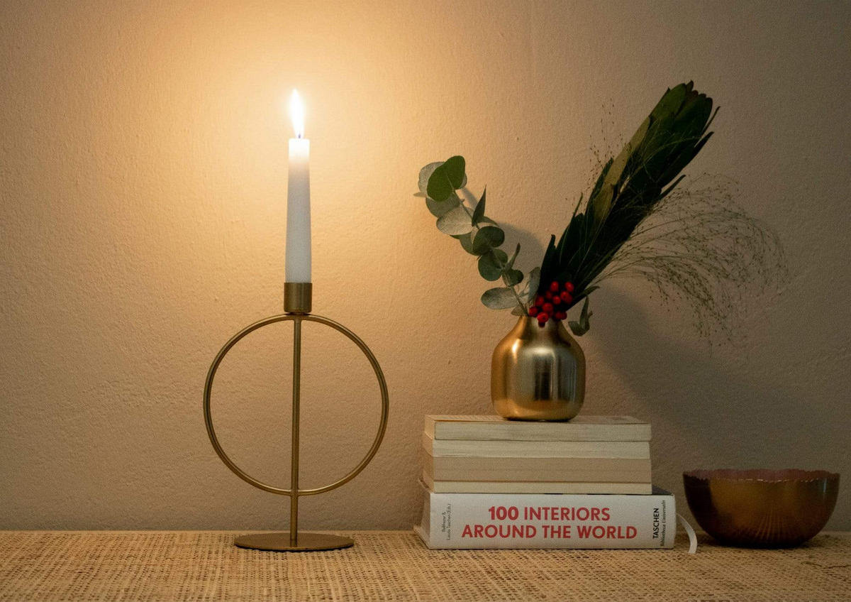 KERZENSTÄNDER Halka aus Eisen in Gold 15,5/22 cm - Goldfarben, Metall (10/22/15.5cm) - LaLe Living