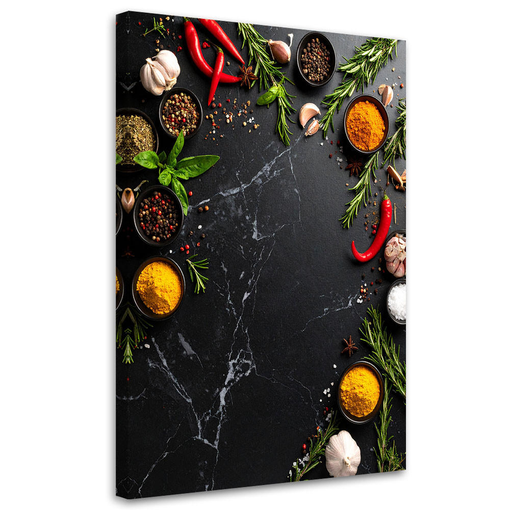 LEINWANDBILD Bunte Gewürze und Kräuter 80x120cm - Multicolor, Textil (80/120cm) - Feeby