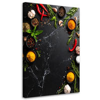 LEINWANDBILD Bunte Gewürze und Kräuter 80x120cm - Multicolor, Textil (80/120cm) - Feeby