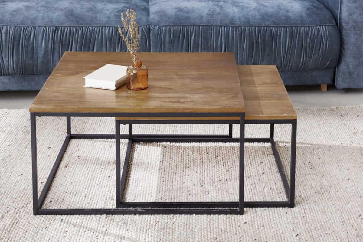 COUCHTISCH ELEMENTS Mango Braun 75 cm - Schwarz/Braun, Holz/Metall (75/75/40cm) - riess-ambiente