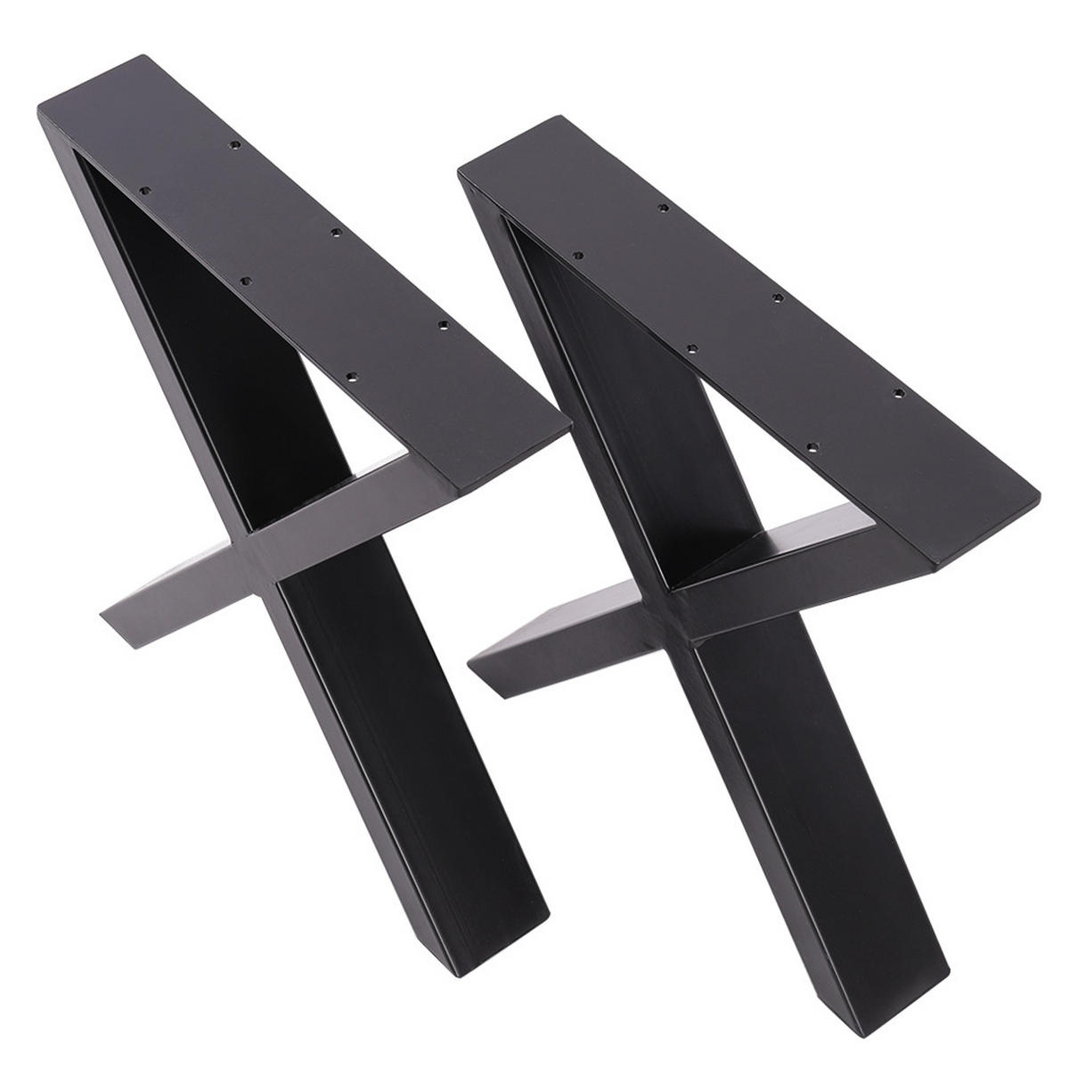 TISCHBEINE 2-tlg Set 40-cm hohe X-förmige aus Eisen in Schwarz Einfache Montage 35 x 7 x 40 cm - Schwarz, Metall (35/40/7cm) - Livingandhome