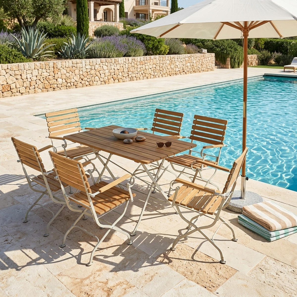 ESS-GRUPPE Townsville 5-teilig, Gartenmöbel Set - Flachstahl - Robinienholz - Gartenset Tisch und Stühle - hellgrau - Grau, Holz - TPFGarden